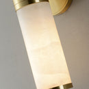 DecorBites™ Modern Pillar Shaped Sconce Light: Marble Bedside Wall Lamp in White and Brass
