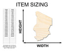 Unfinished Wood Chad Country Shape - North Central Africa Craft - up to 46" DIY