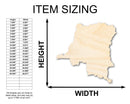 Unfinished Wood Democratic Republic of the Congo Country Shape - African Craft - up to 46" DIY