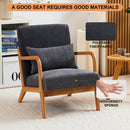 Mid-Century Modern Accent Chair, Arm Chair Living Room Chairs with Pillow Upholstered Reading Chair with Solid Wood Frame &  Living Room Bedroom Balcony (Antique Dark Grey)