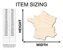 Unfinished Wood France Country Shape - European Craft - up to 46" DIY
