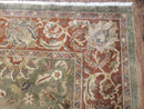 Vintage Indo Mahal Area Rug 9x12, Wool Hand-Knotted Laurel Green & Auburn Indian Carpet, 9 x 12 Floral Carpet, Living Room Rug