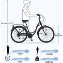 7 Speed, Steel Frame, Multiple Colors 24 Inch Ladies Bicycle