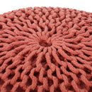 Bordeaux - Knitted Round Pouf Ottoman, Floor Cushion