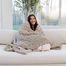 DOUBLE RUCHED FAUX FUR THROW BLANKETS