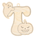 Unfinished Wood Layered Letter Halloween Ghost & Pumpkin Tags | A-Z | 4 Piece | 6" Tall | 1/8" Wood | Wood Craft DIY