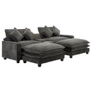 Modern Chenille Upholstered Sectional Sofa with Ottomans, USB Ports, Cup Holders, and Storage in Grey