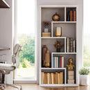 Geometric 6 Shelf Industrial Bookcase White Tall Storage