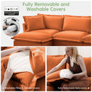 Modern Slipcovered 2-Seat Sofa Couches for Living Room, 2 Seater Sofa, Plain Chenille Deep Seat Sofa with Upholstered Cushion&Detachable Cover, Comfy Sofa Couch for Small Space, Apartment,Orange