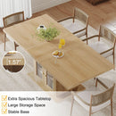 63 Inch Light Oak Farmhouse Dining Table For Four To Six