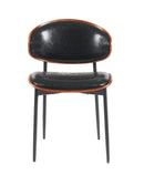 Mid-Century Modern Dining Chairs Set of 2 – Italian-Inspired Bentwood Design with Matte Metal Legs & Luxe PU Leather Seating