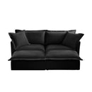 Slipcovered Sofa 2 Seater Sofa    With 2 Ottomans, 2 Seater Sleeper Sofa Bed Home Theater Oversized Sofa For Living Room, Chenille, Black