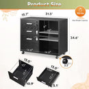 Three Drawer Wood File Cabinet With Lock Black Finish