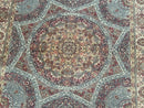 Turkish Silk Runner Rug 2.6 x 10, Light Blue Carpet, Bamboo Silk, New