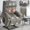 Brown Dual Motor Infinite Position Up to 350 LBS Chenille Power Lift Recliner Chair, Heavy Duty Motion Mechanism with 8-Point Vibration Massage and Lumbar Heating, Dual Cup Holders