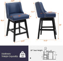 Swivel Bar Stools 26 Inch Counter Height Blue Faux Leather