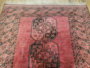 Antique Bukhara Area Rug, Vintage Afghan Bokhara Bashir Rug, 4x6 Hand-Knotted Oriental Carpet, Red & Black Wool Rug, 4' x 5'9