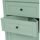 Green Triangle Tall Cabinet with 3 Drawers and Adjustable Shelves for Bathroom, Kitchen or Living Room, MDF Board with Painted Finish