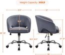 Dark Gray Velvet Swivel Office Chair Tufted Barrel Back