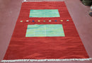 Red Turkish Kilim Rug, 5x7 - 6x8 Rugs, Red and Green Kilim Carpet, Kilim Area Rugs, Flatweave No Pile Rug, New Turkish Rug, Handmade Kilim