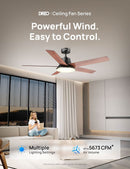 52 Inch Ceiling Fan With Dimmable LED Lights Remote