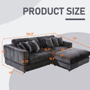 105' Oversized Sectional Sofa Cloud Couch for Living Room, Modern stripe L Shaped Couch, Comfy Boucle Modular Sofa Sleeper with Moveable Ottoman (Gery)