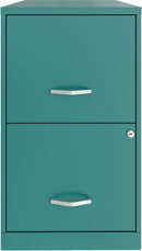 Teal 2-Drawer File Cabinet With Smooth-Glide Drawers, 14.2 Inch Width, 18 Inch Depth, 24.5 Inch Height, Steel