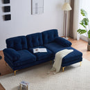 Modern Velvet L Shaped Sectional Sofa for Living Room and Bedroom, Blue, 82.6 Inch