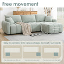 [VIDEO] 110' Modular Sectional Sofa, L Shape with Extra-large Seat, Pull-line Design, Movable Ottoman, High Density Foam, Free Combination, Sturdy Metal&Wood Frame, Boucle Fabric, 3 Colors