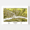 Vintage Map of Gardiner & Pittston, Maine 1878