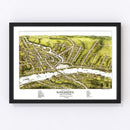 Vintage Map of Gardiner & Pittston, Maine 1878