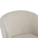 Modern Accent Chair with Round Back & Wooden Legs - Mid-Century Inspired Lounge Chair for Living Room, Bedroom, or Office - Soft Fabric Upholstery
