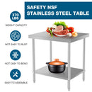 30''*24'' Commercial Work Table for Restaurant and Home Stainless Steel Kitchen Prep Table with Under Shelf