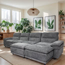 141'' Wide Modern U-shaped Sectional Sofa with high back cushion,6-seat Upholstered Soft Sofa Furniture,Sleeper Sofa Couch with Chaise Lounge for Living Room,Dark Grey