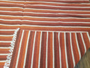 Large Striped Woolen Handmade Throw Blanket, Twin Size Bedding Hand-Woven, Indian Kilim Area Rug, 6x8 - 7x8, South American Style Textile