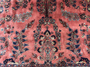 Indo Sarouk Rug 10x14, Vintage Indian Persian Area Rug 10 x 14, Wool Hand-Knotted Oriental Carpet, Red Floral Allover Large Rug, Beautiful