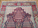 Antique Persian Tehran Rug 5x8, Midnight Blue and Red, Hand-Knotted, Wool