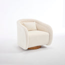 Swivel Accent Chair, 360-degree Swivel Barrel Chair with Teddy Upholstery, Comfy Pumpkin-Shaped Swivel Chair for Living Room, Bedroom, or Office