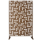 Outdoor & Indoor Privacy Screen Metal Privacy Screen 76' H×48' W, Freestanding Decorative Privacy Screen Brown Steel