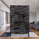 Outdoor & Indoor Privacy Screen Freestanding Decorative Panel Black Steel 76' H x 48' W