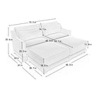 Elegant Two-Seater Sofa with Ottoman and Lumbar Pillows, Sky Blue Chenille, High-Quality Wood
