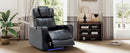 Modern PU Leather Power Recliner with Cooling Cup Holder, Bluetooth Speaker, LED Lights, and Tray Table in Black