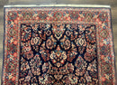 Navy Blue Persian Rug 4x6, Sarouk Mohajeran Carpet, Antique Persian Rug, Floral