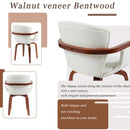Mid-Century Modern Bentwood Swivel Dining Chairs Set of 2 with PU Leather in White and Walnut Finish