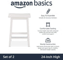 Solid Wood Saddle Seat Counter Height Bar Stool White 24 Inch Set Of 2