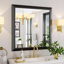 Black Metal Framed Bathroom Mirror 36x36 Inch Wall Mounted