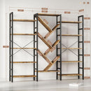 Rustic Brown 5 Tier Wooden Bookcase With Metal Frame