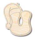 Unfinished Wood Layered Letter Santa Hat Tags | A-Z | 4 Piece | 6" Tall | 1/8" Wood | Wood Craft DIY