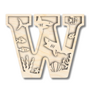 Unfinished Wood Layered Themed Letters | Ocean | A-Z | 2 Piece | up to 24"
