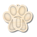 Unfinished Wood Layered Letter Paw Print Tags | A-Z | 2 Piece | 5" Wide | 1/8" Wood | Wood Craft DIY